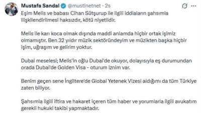 Popüler şarkıcı Mustafa Sandal, eşi Melis Sandal’ın tasfiye edilen fonlardan