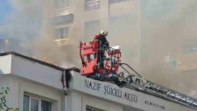 Kayseri’nin Kocasinan ilçesinde bulunan bir erkek öğrenci yurdunun çatısında yangın