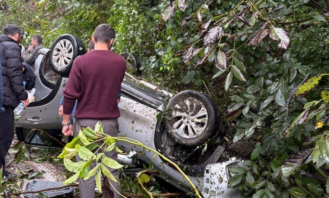 Ordu’nun Kabataş ilçesinde meydana gelen trafik kazasında, bir araç kontrolden
