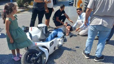 Aydın’ın Efeler ilçesinde meydana gelen bir kaza, motosiklet sürücüsünün panik