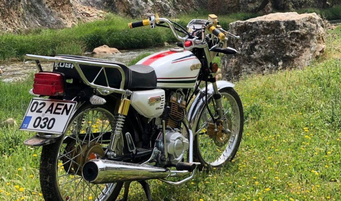 Adıyaman ilinde, park halinde bırakılan bir motosikletin kimliği belirsiz bir