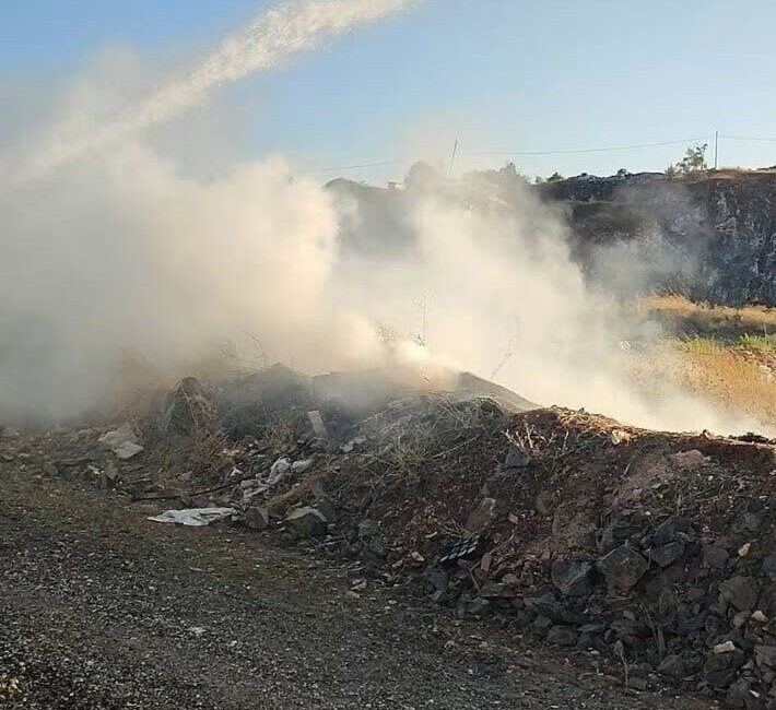 Bilecik’in Pazaryeri ilçesinde çöplük alanında meydana gelen yangın paniğe neden