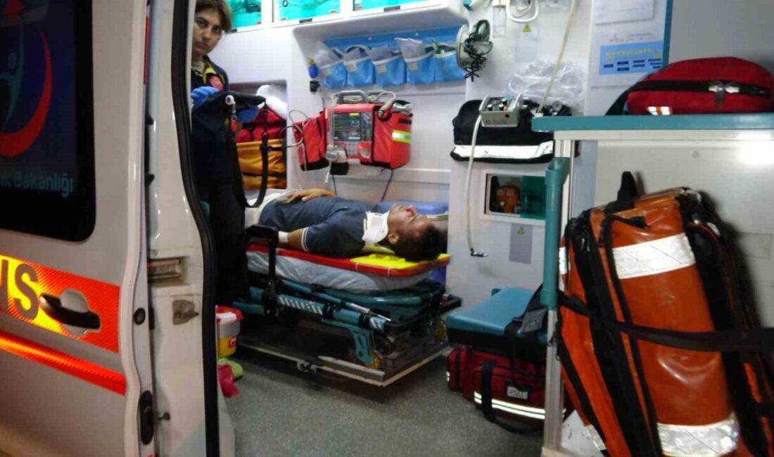 Manavgat ilçesinde meydana gelen trafik kazasında, refüj bordürüne çarpan ve