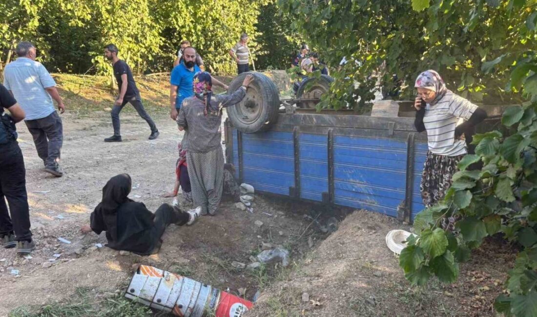Sakarya’nın Hendek ilçesinde bir traktörün devrilmesi sonucu fındık işçilerinden oluşan
