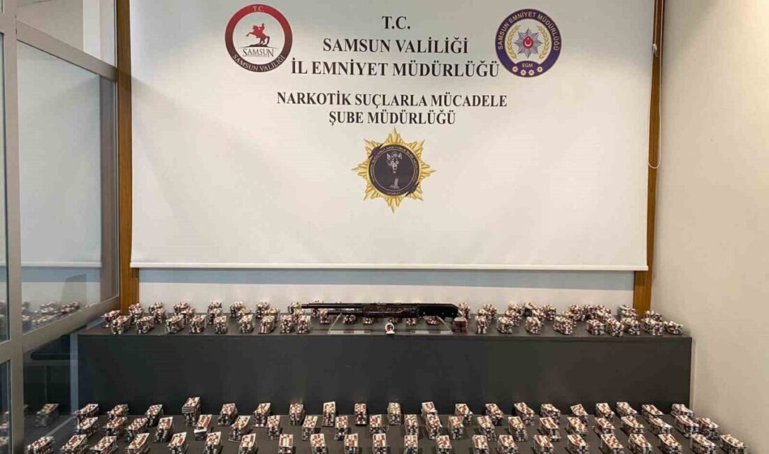 Samsun’un İlkadım ilçesindeki bir ikamette gerçekleştirilen aramada, polis ekipleri tarafından