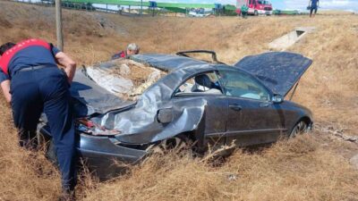 Yaralı Sürücü Şarampole Uçan Otomobille Yozgat Sorgun’da Kaza Geçirdi Yozgat’ın