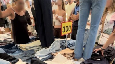 Eskişehir’de bir semt pazarında, kot pantolon iadesiyle ilgili çıkan tartışma