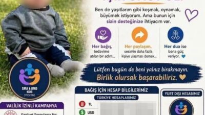 Antalya’nın Serik ilçesinde, çocuğunun SMA hastası olduğunu iddia ederek sosyal
