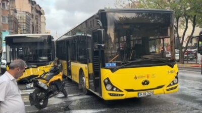İstanbul Şişhane’de meydana gelen bir trafik kazasında, bir İETT otobüsü