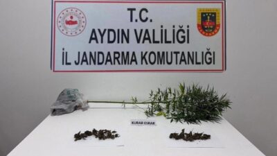 Aydın’ın Söke ilçesinde jandarma ekiplerinin narkotik köpeğiyle gerçekleştirdiği operasyonda, 1