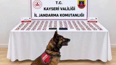 Kayseri’nin Kocasinan ilçesinde Jandarma ekipleri tarafından durdurulan bir araçta yapılan
