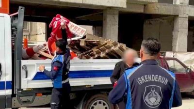 İskenderun Belediyesi Zabıta Müdürlüğü ekipleri, İskenderun ilçesinde kaldırım işgallerine karşı