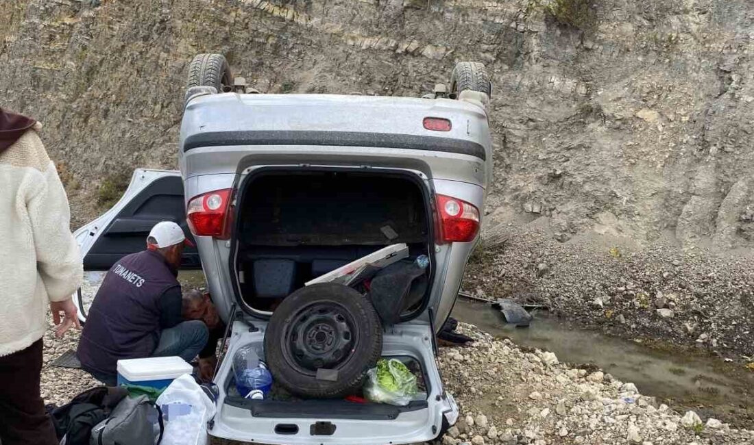 Şarköy ilçesinde meydana gelen trafik kazasında bir aracın takla atması