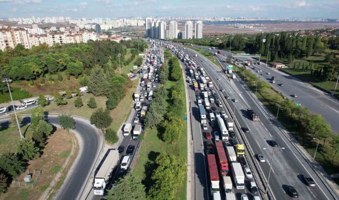 Esenyurt TEM Otoyolu’nda seyir halindeki bir tır aniden alevler içinde