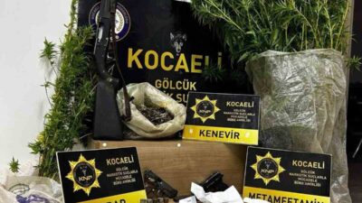 Kocaeli’de gerçekleştirilen bir operasyonda, 281 gram esrar, metamfetamin ve 15