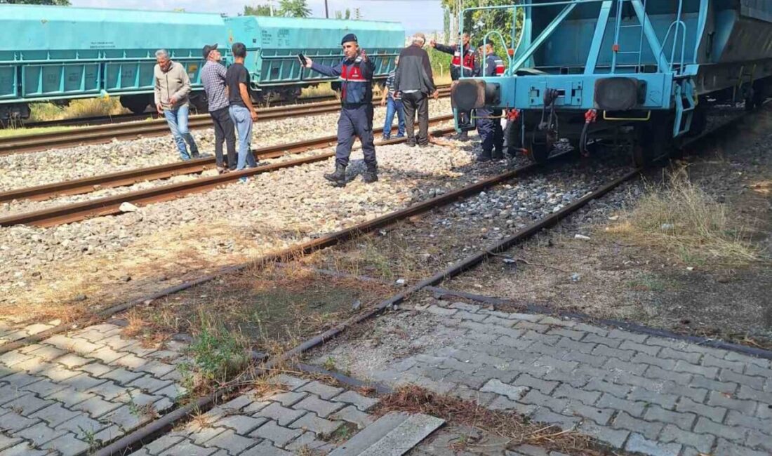 Eskişehir’in Yunus Emre Mahallesi’ndeki tren istasyonunda, duran bir vagona tırmanan