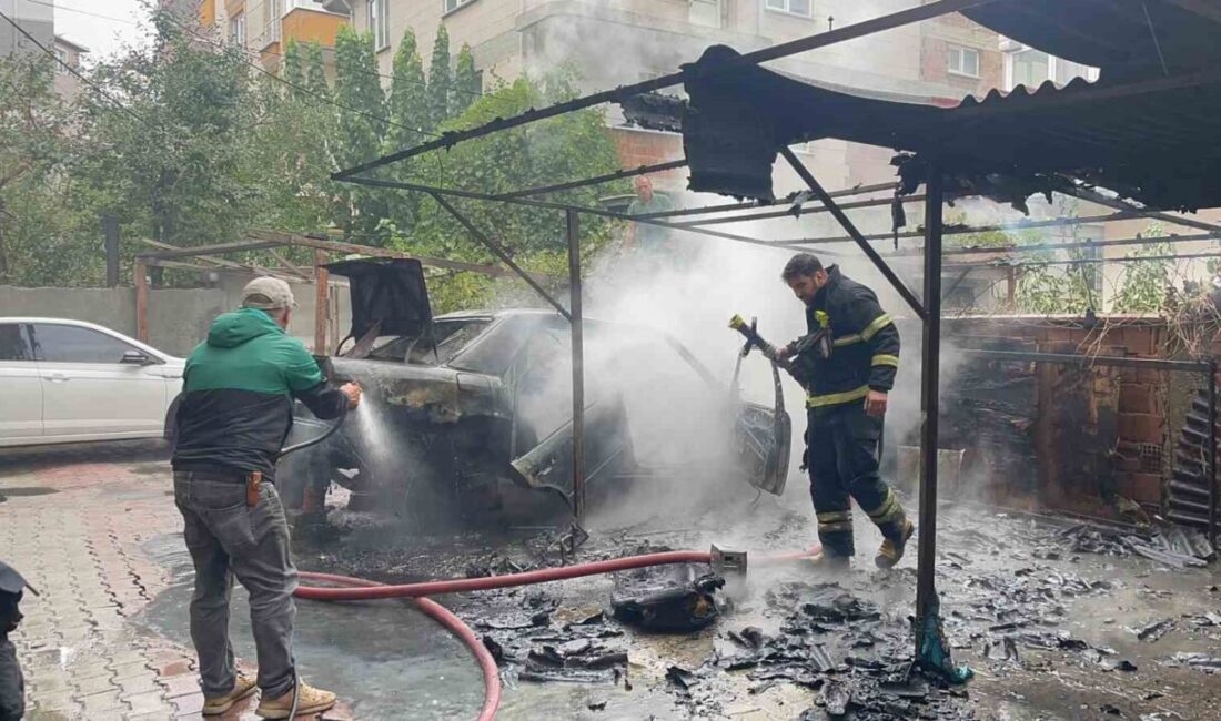 Çerkezköy ilçesinde bir apartman otoparkında park halindeki bir araç, henüz
