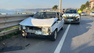 Alaplı ilçesinde meydana gelen bir trafik kazasında, bir köpeğe çarpmamak