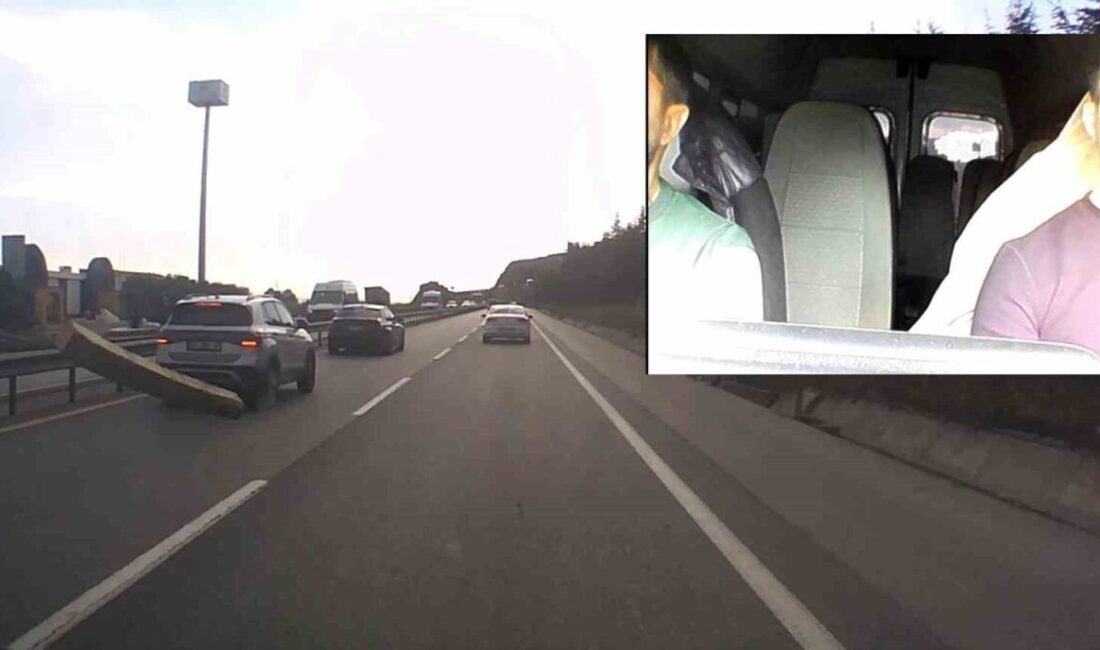 Körfez ilçesinde bir sürücünün hafif ticari aracına yol üzerindeki bir