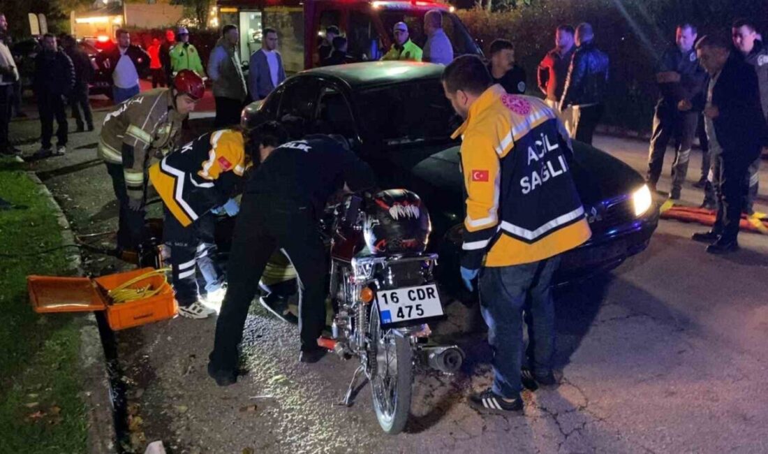 İnegöl ilçesinde yaşanan trafik kazasında otomobil ile motosiklet çarpıştı. Kaza