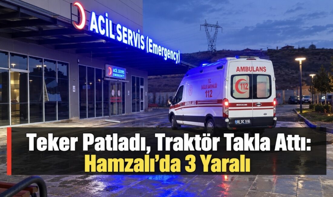 Yozgat’ın Yerköy ilçesine bağlı Hamzalı köyü yakınlarında lastiği patlayan traktörün