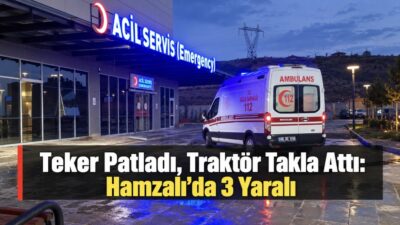 Yozgat’ın Yerköy ilçesine bağlı Hamzalı köyü yakınlarında lastiği patlayan traktörün