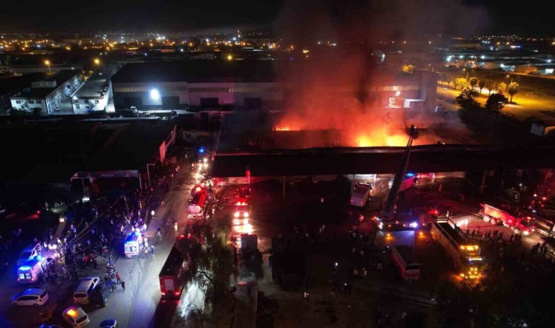 Adana’da bir sebze ve meyve halinde çıkan yangın, 21 diğer