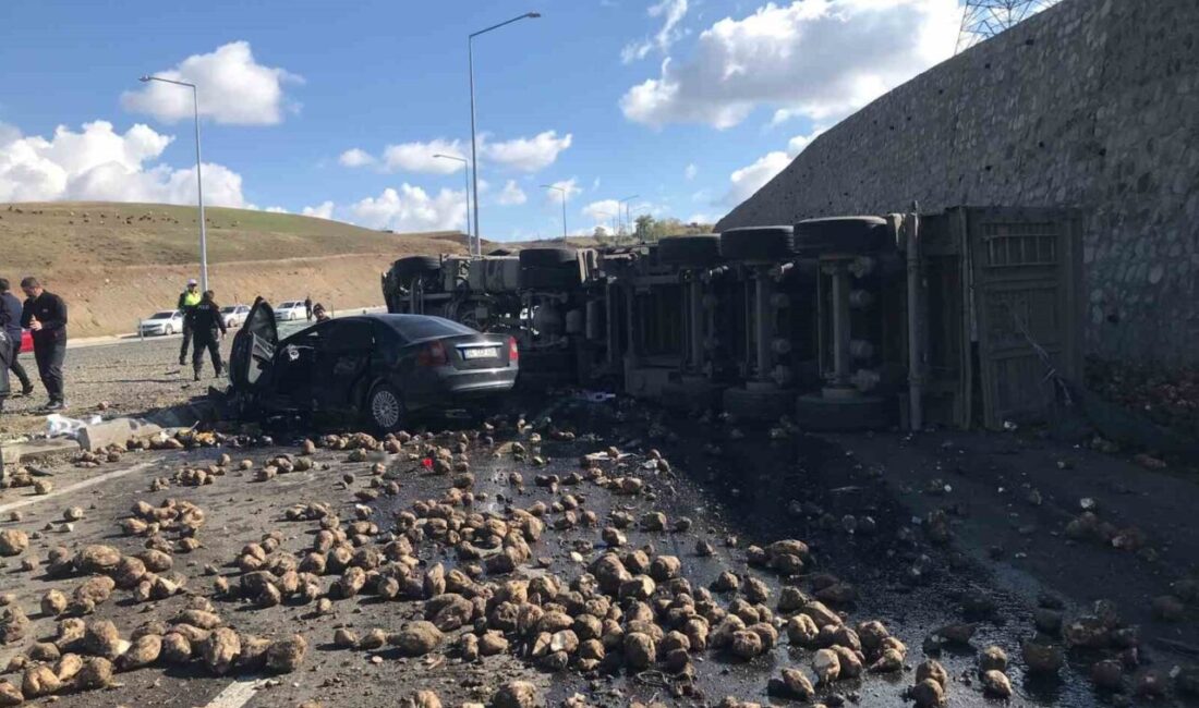 Ağrı’nın Hamur ilçesinde, pancar yüklü tır ile otomobilin çarpışması sonucu