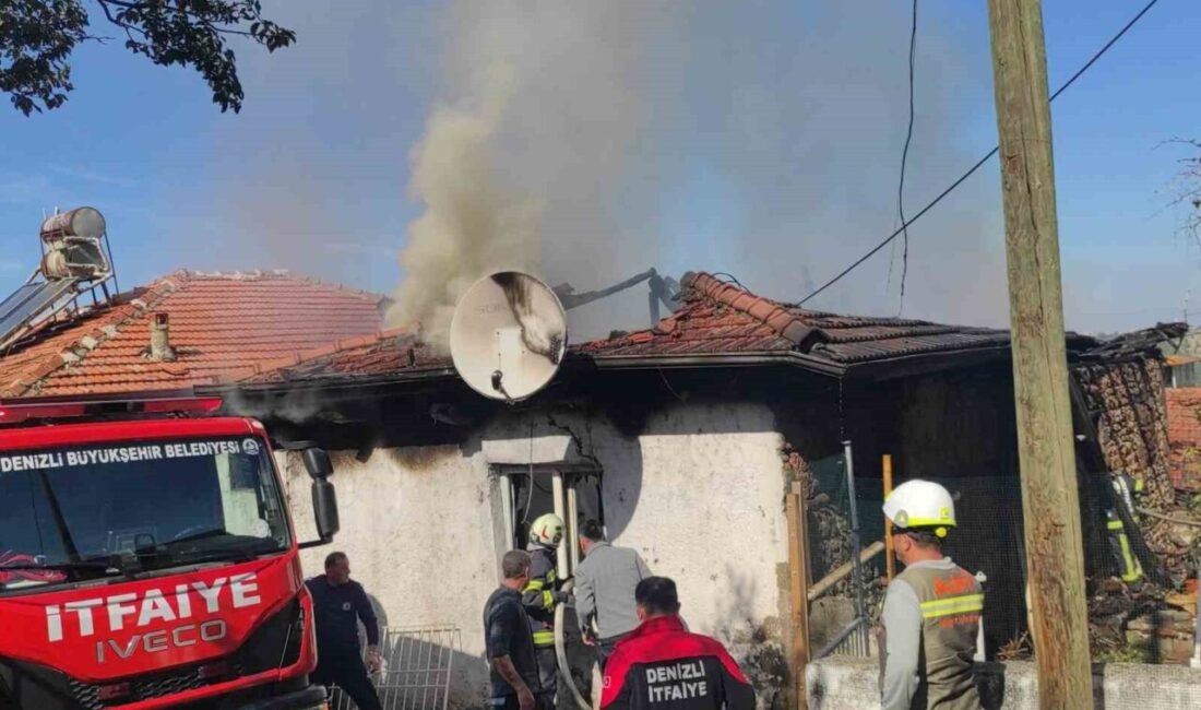 Denizli’nin Pamukkale ilçesinde tek katlı bir evde meydana gelen yangın,