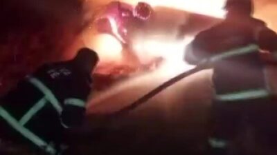 Suluova ilçesinde bir otomobil kontrolden çıkarak takla attı ve ardından