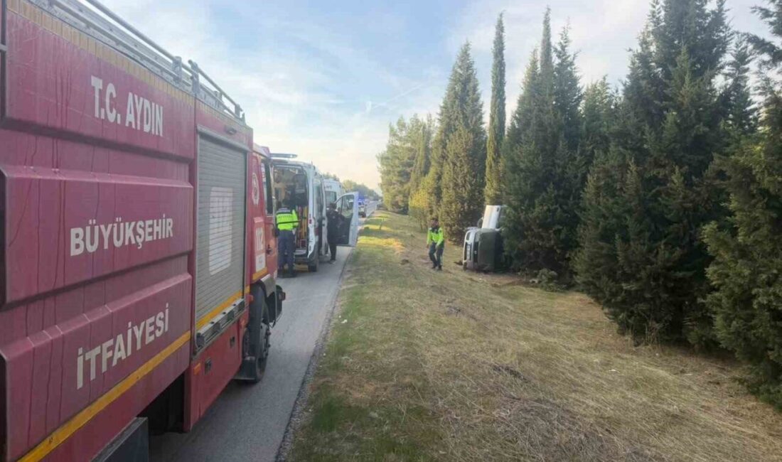 Aydın’ın Germencik ilçesinde meydana gelen trafik kazasında bir otomobilin yoldan