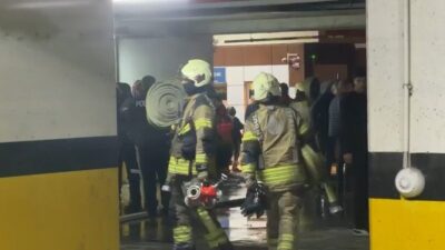 Başakşehir’de bulunan bir sitede otoparkta meydana gelen araç yangını sonucunda