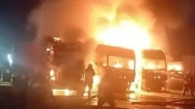 İstanbul Beylikdüzü’nde bulunan bir tır garajı, kimlikleri belirsiz üç kişi