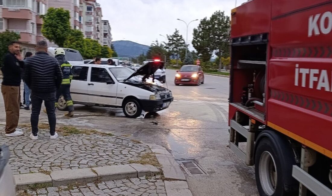 Beyşehir ilçesinde seyir halindeki bir araçta çıkan yangın kısa süreli