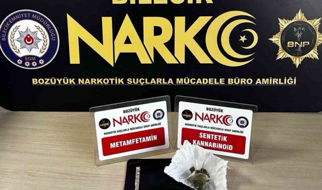 Bozüyük ilçesindeki bir operasyonda şüpheli bir kişinin üstünde uyuşturucu madde