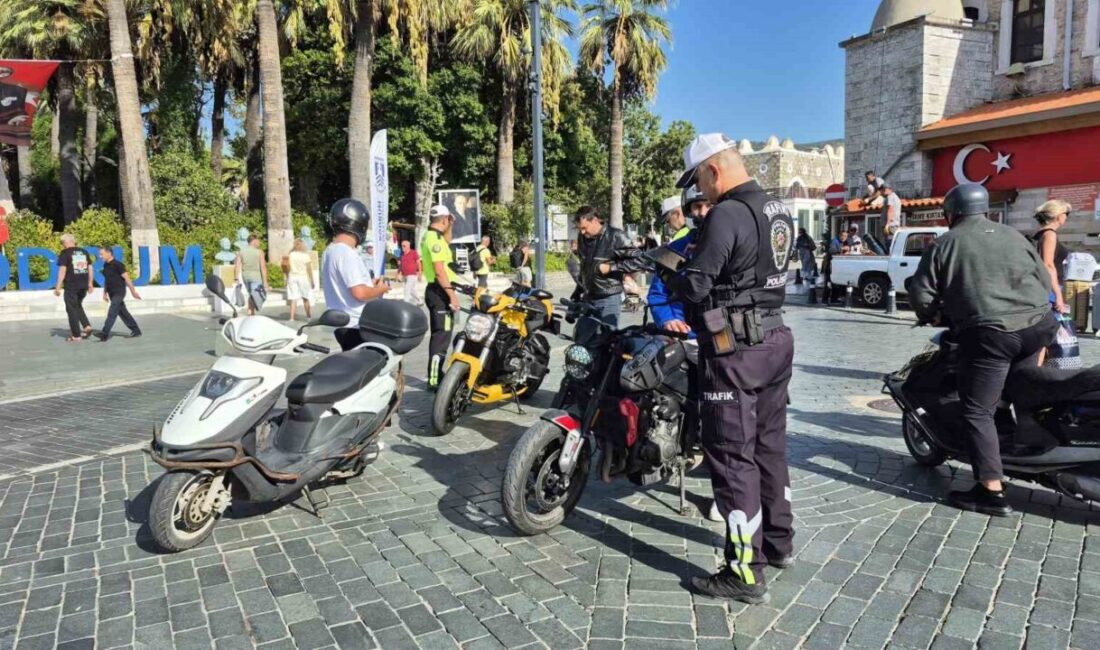 Bodrum ilçesinde polis ekipleri tarafından motosiklet sürücülerine yönelik gerçekleştirilen denetimde,
