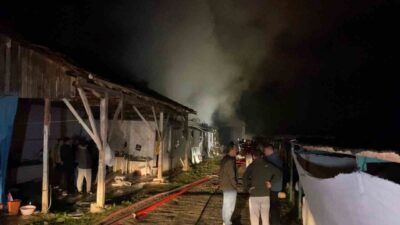 Büyükbaş hayvan çiftliğinin kullanılamaz hale geldiği bir yangın İnegöl ilçesinde
