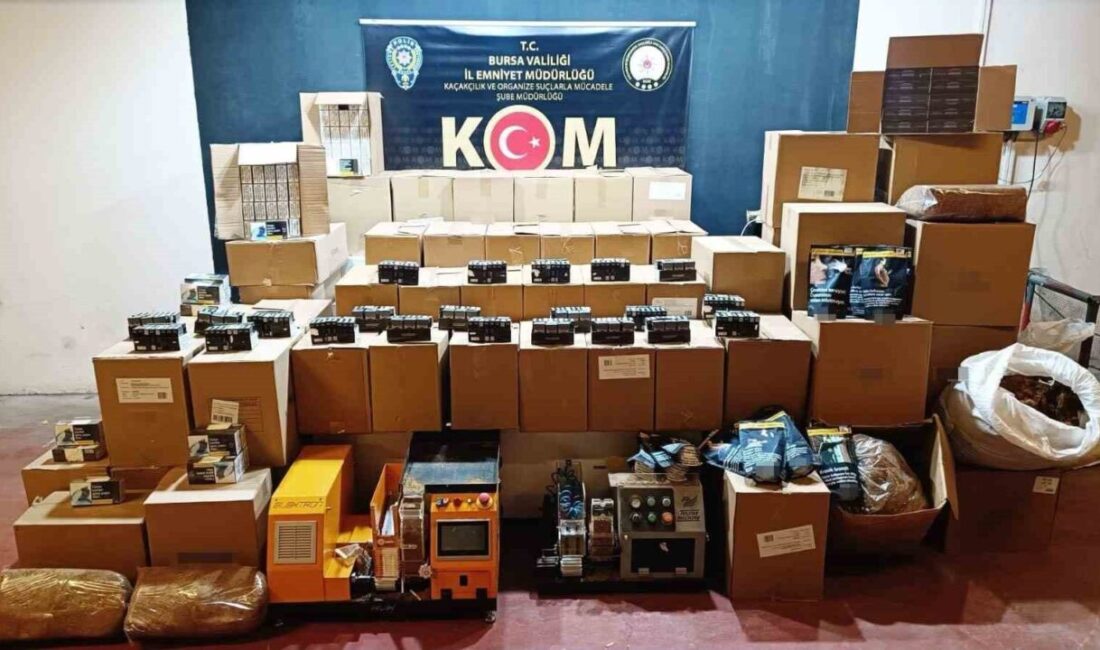 Bursa’da kaçak tütün ve sigara üretimine yönelik düzenlenen operasyonda 627