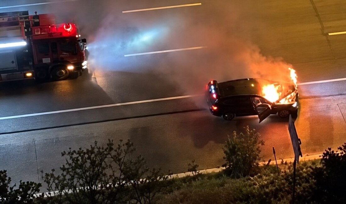 Mudanya ilçesinde seyir halindeki bir lüks aracın motor bölümünden çıkan