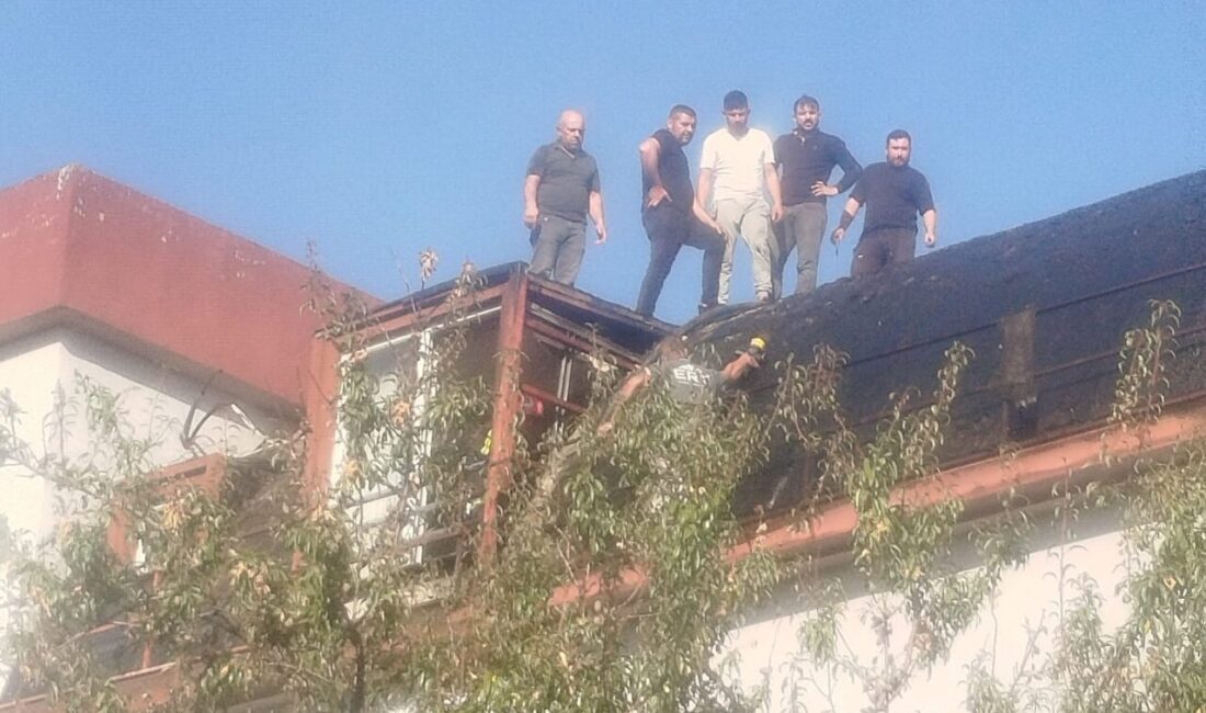 Çivril ilçesinde, Stadyum Mahallesi’nde bulunan 4 katlı bir apartmanın çatısında