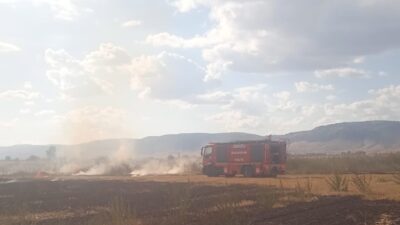 Denizli’nin Çivril ilçesinde tarım arazisinde bugün sabah saatlerinde çıkan yangın,