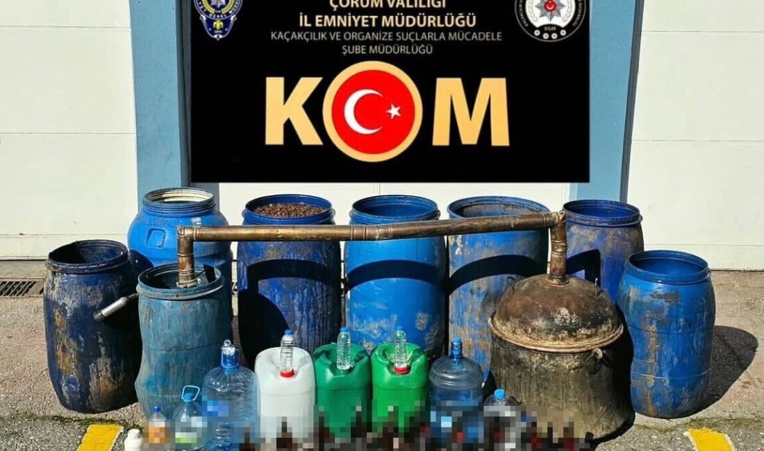 Çorum’da polis ekipleri tarafından gerçekleştirilen operasyonda bin 80 litre fermente