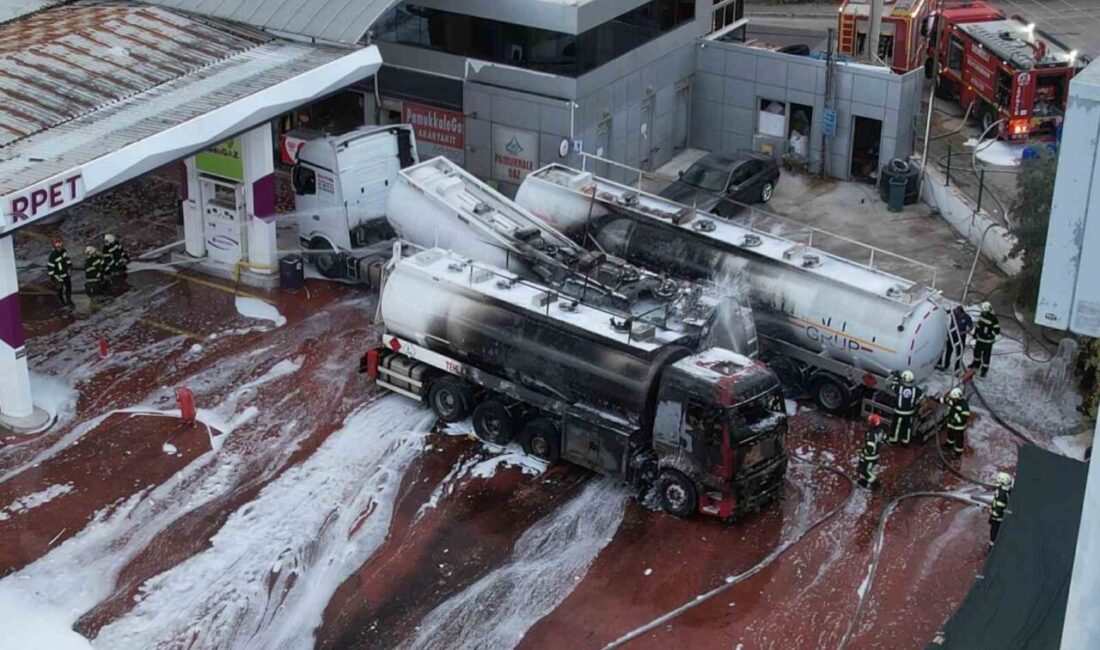 Denizli’nin Pamukkale ilçesinde bir akaryakıt istasyonunda meydana gelen yangın, itfaiye