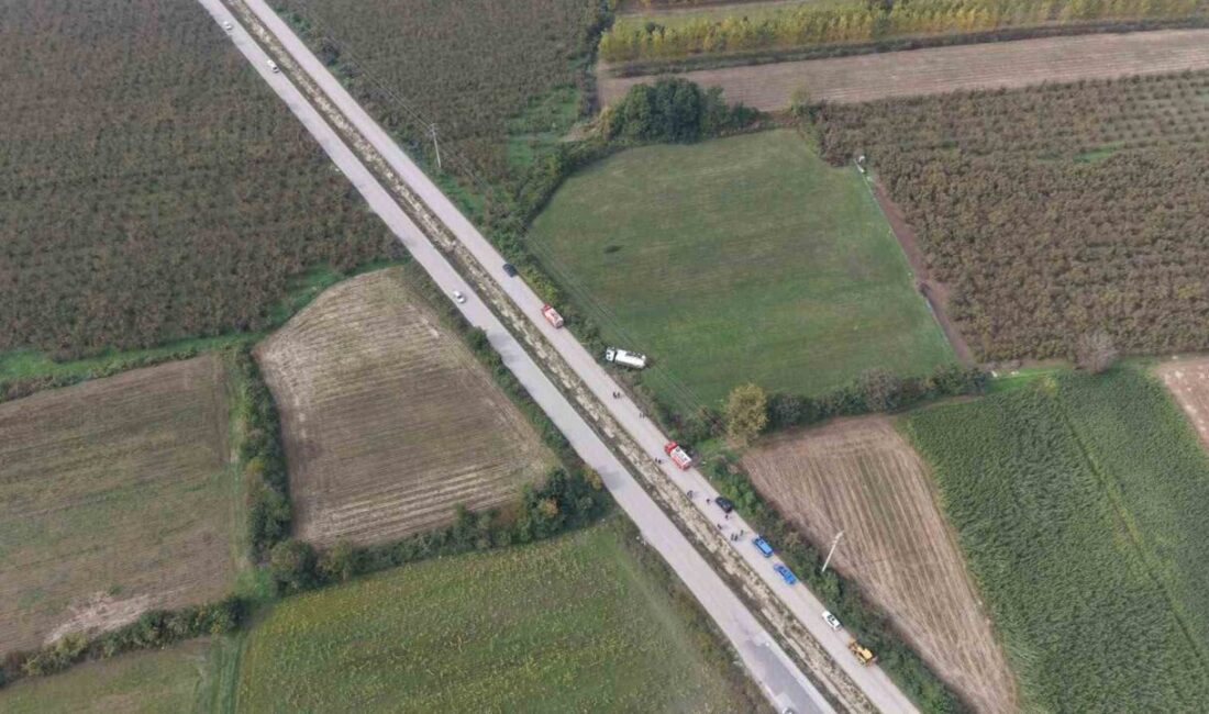 Düzce’de 1. Organize Sanayi Bölgesi (OSB) yolunda akaryakıt yüklü tanker