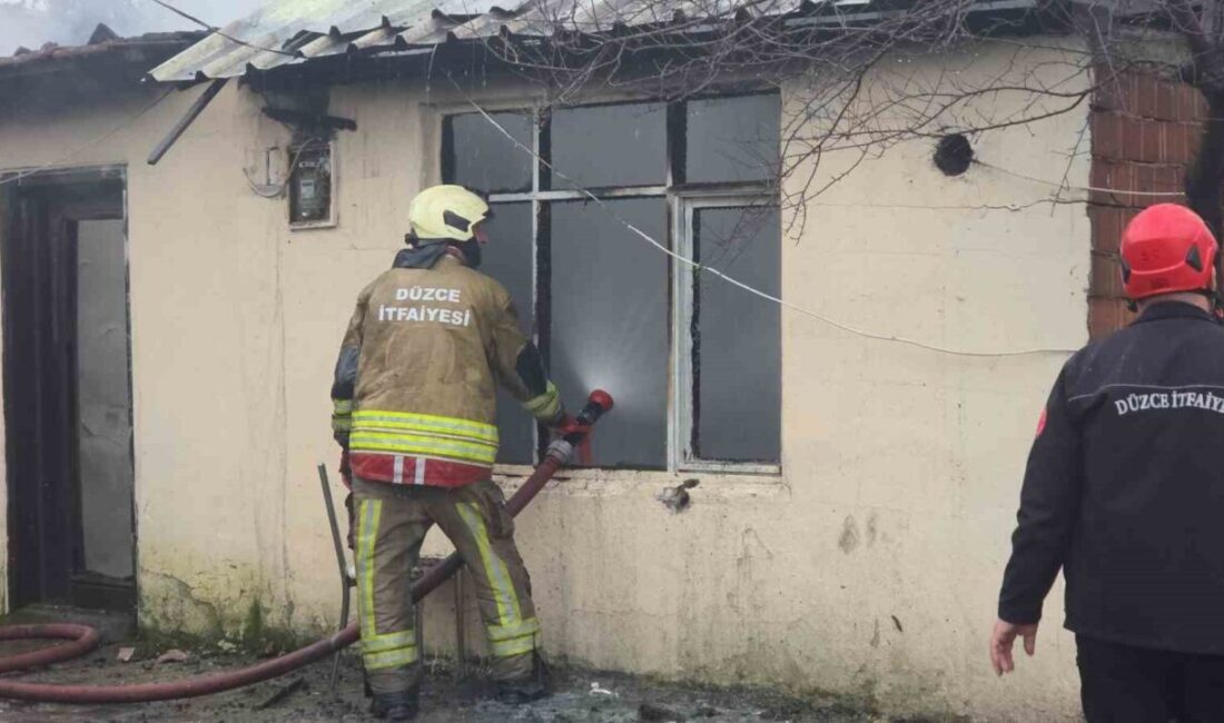 Düzce’de sobadan çıkan yangında tek katlı ev kullanılamaz hale geldi.