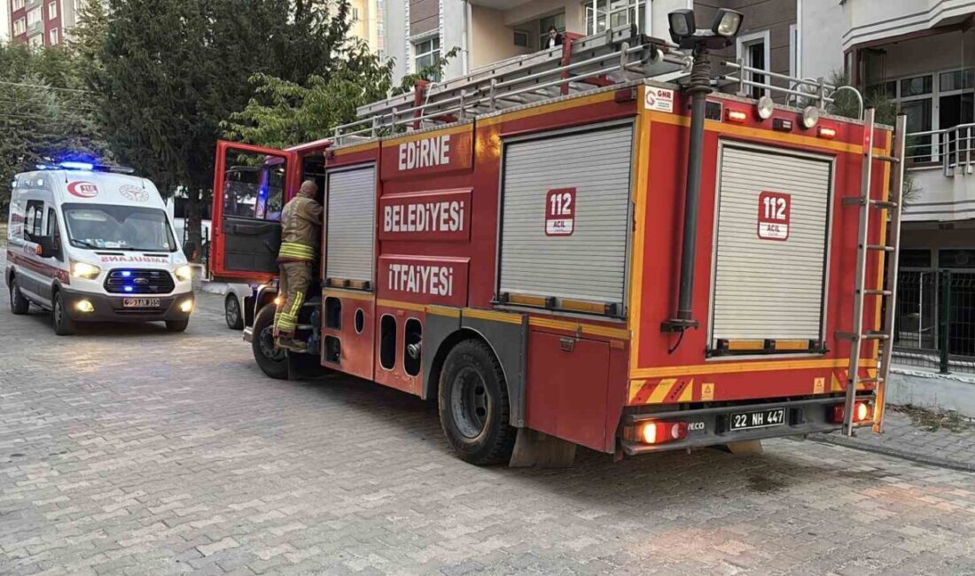Edirne’de, bir apartmanın giriş katındaki bir dairenin mutfağında çıkan yangın