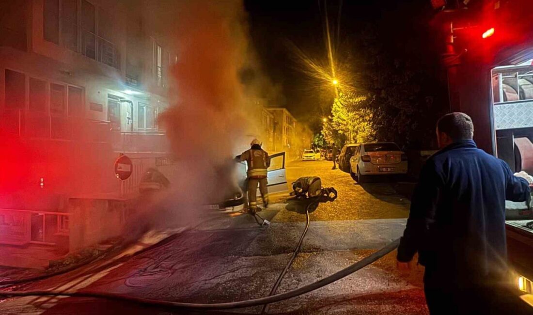Edirne’de bir otomobil, park halindeyken çıkan yangın sonucunda kullanılamaz hale