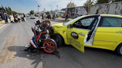 Edirne’de ticari taksi ile motosikletin çarpışması sonucu meydana gelen kazada