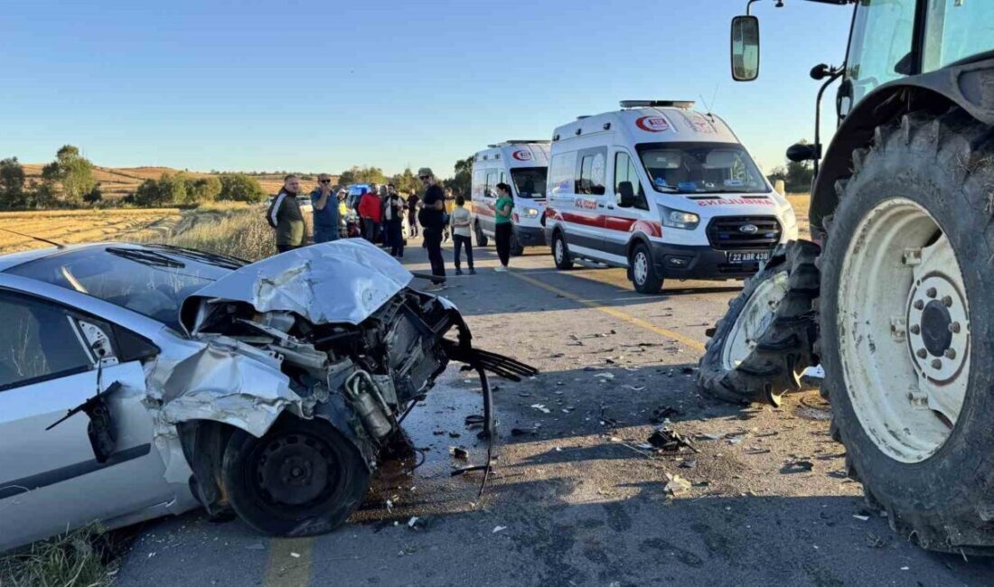 Traktör ile otomobilin çarpışması sonucu Edirne’de 1 kişi yaralandı. Olay,