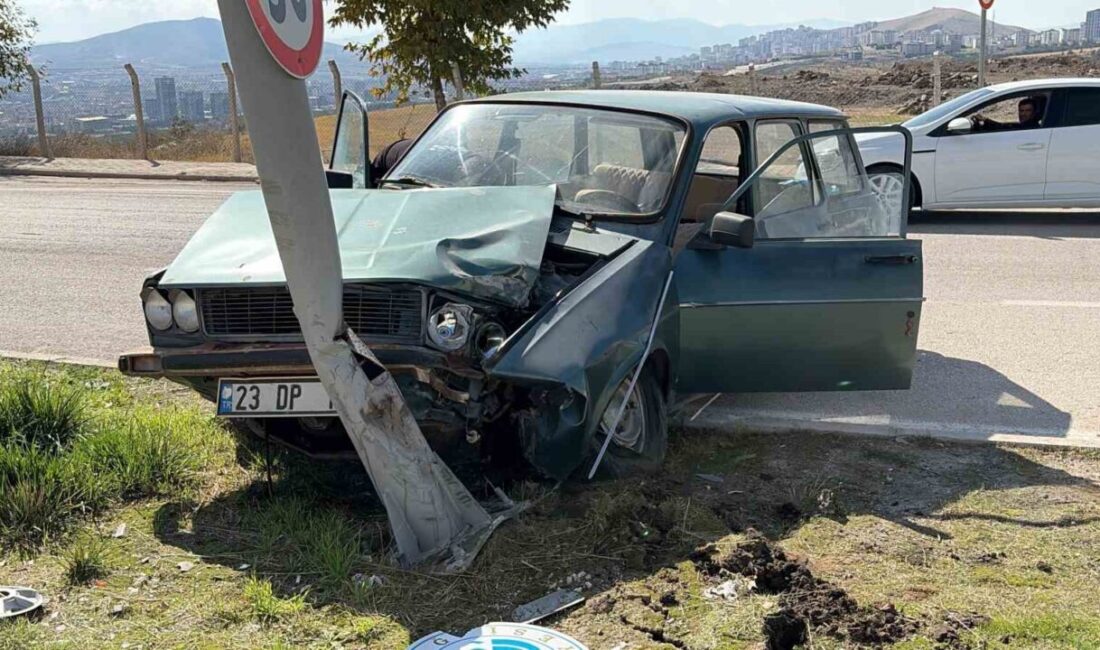 Elazığ’da yaşanan trafik kazasında bir otomobilin aydınlatma direğine çarpması sonucu